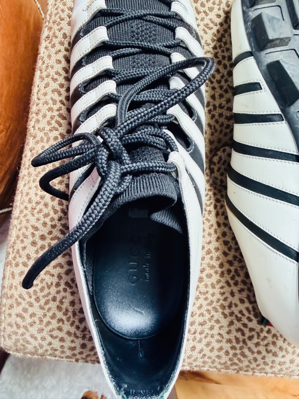 Gucci Black and White Lace-Up Sneaker with Signature Web Tab - Picture 5 of 5
